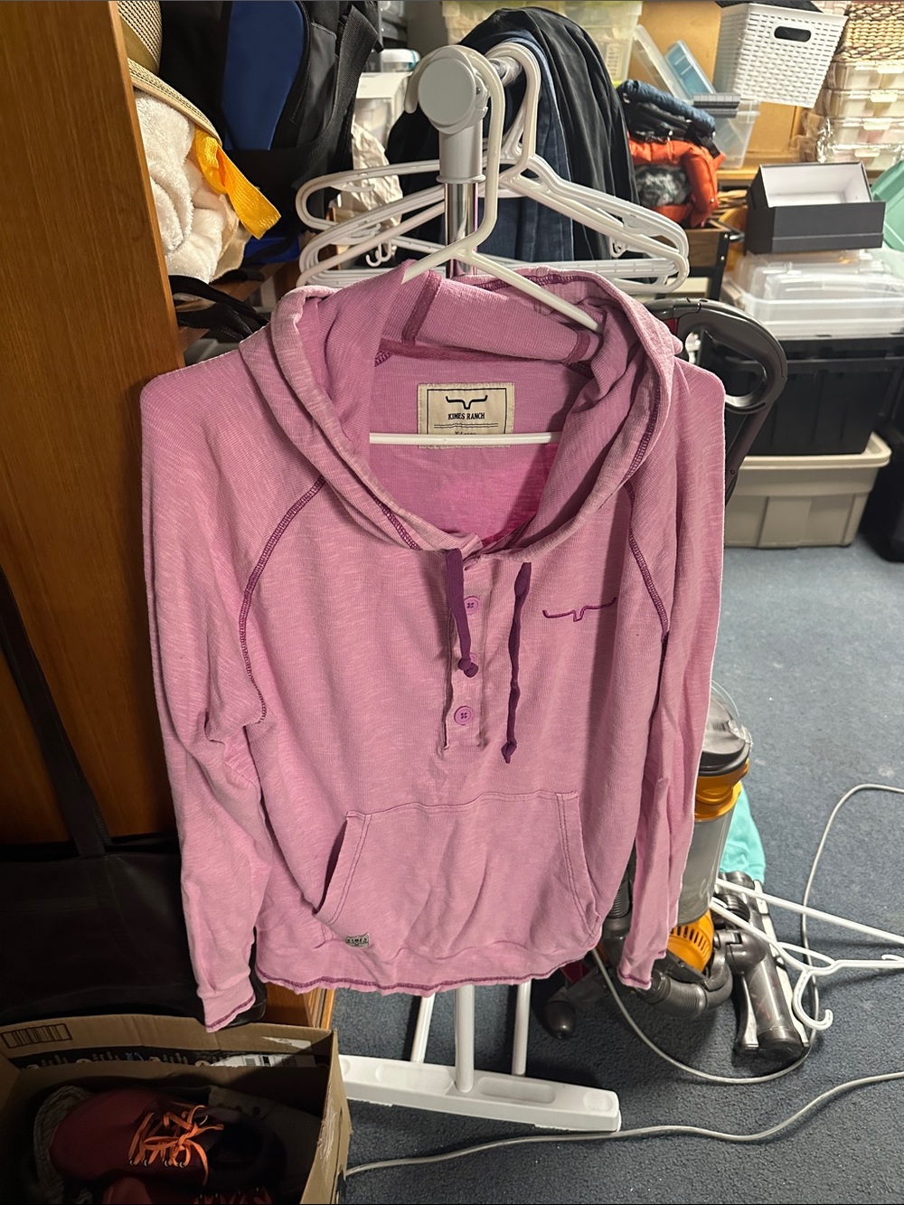 Kimes Ranch Lavender Hooded Henley Sweater